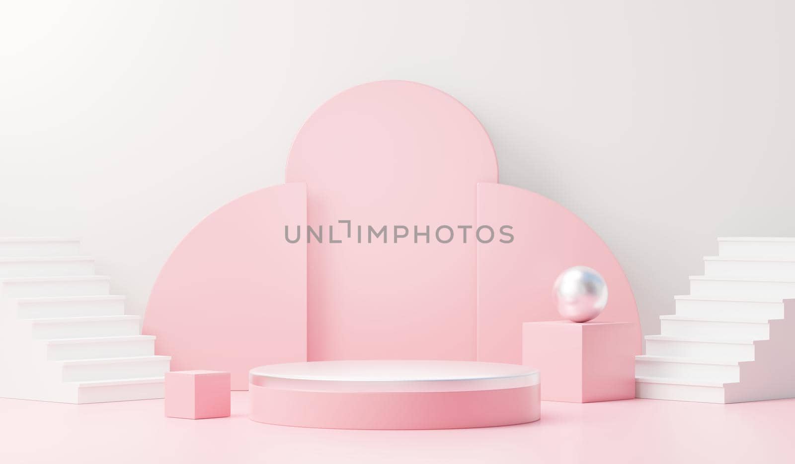 3d render abstract display podium platform for  product presentation and advertising. Minimal scene backdrop with clean design. Vacant pedestal for mock up. Empty stage with pastel color for cosmetic.