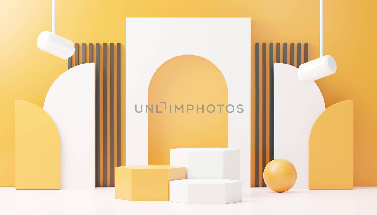 3d render abstract display podium platform for  product presentation and advertising. Minimal scene backdrop with clean design. Vacant pedestal for mock up. Empty stage with pastel color for cosmetic. by tanatpon13p