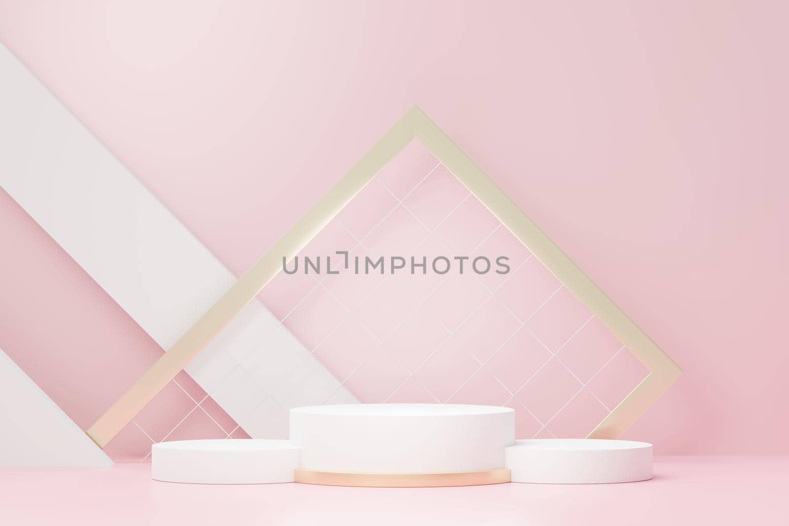 3d render abstract display podium platform for  product presentation and advertising. Minimal scene backdrop with clean design. Vacant pedestal for mock up. Empty stage with pastel color for cosmetic.