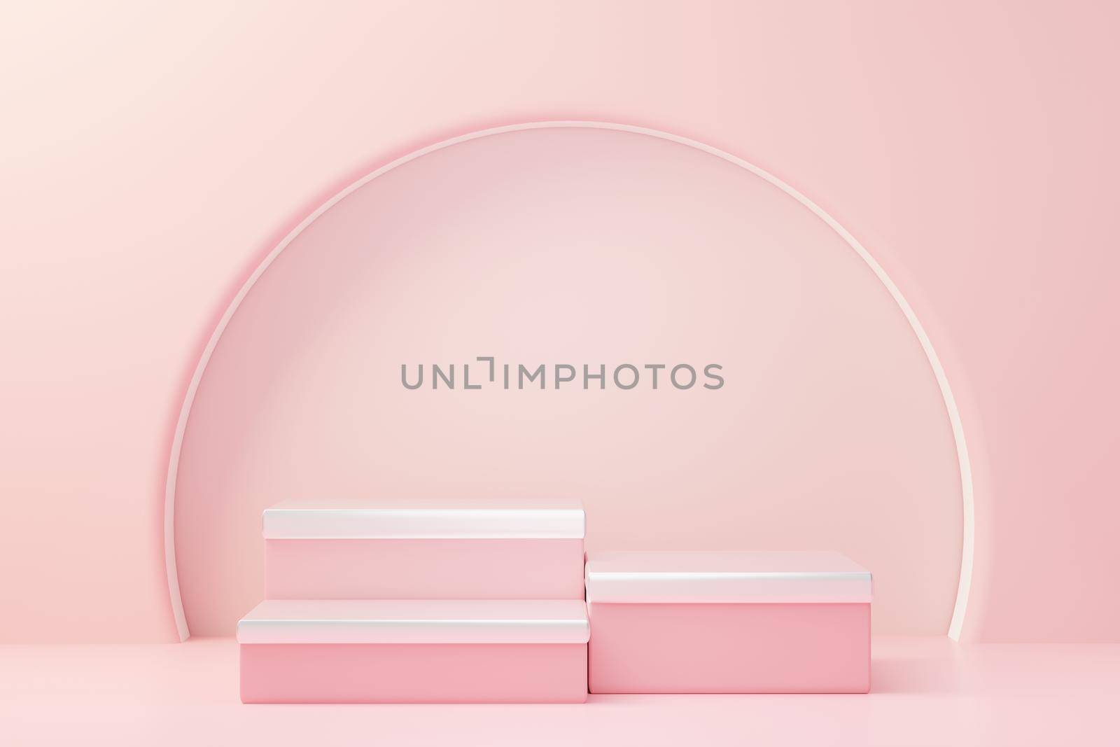 3d render abstract display podium platform for  product presentation and advertising. Minimal scene backdrop with clean design. Vacant pedestal for mock up. Empty stage with pastel color for cosmetic.