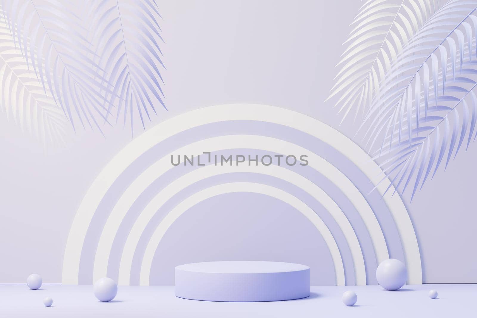 3d render of Beauty podium with Very Peri color of the year 2022 design for product presentation and advertising. Minimal pastel sky and Dreamy land scene. Romance concept. by tanatpon13p