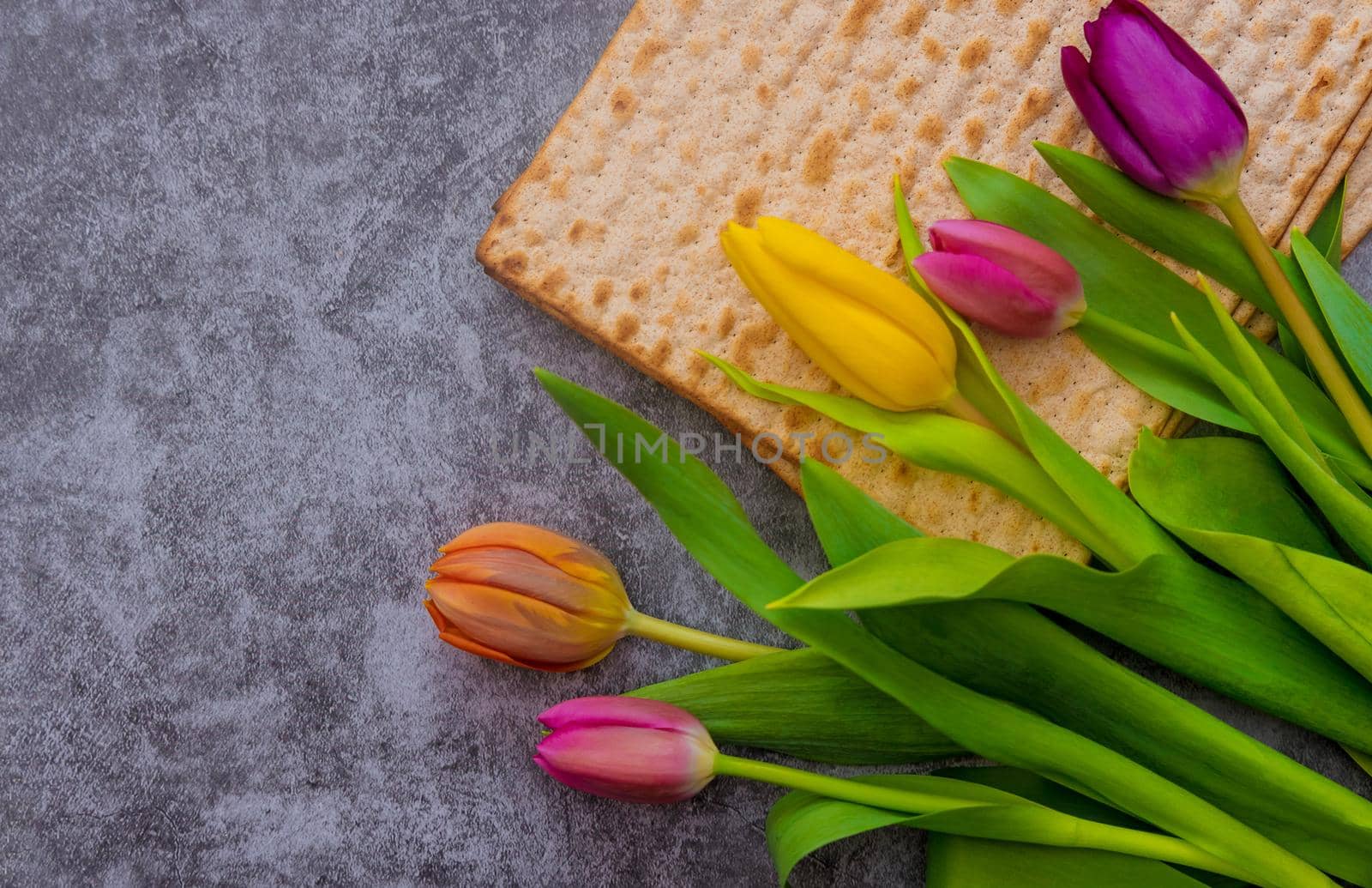 Jewish holiday of Pesach traditional celebration kosher matzah bread for the ceremony ritual blessings on Passover