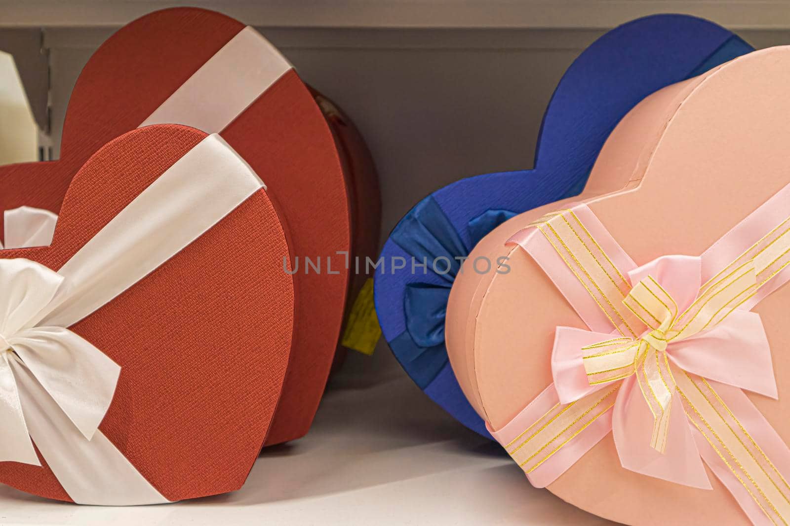 holiday boxes in the form of a heart close-up. photo