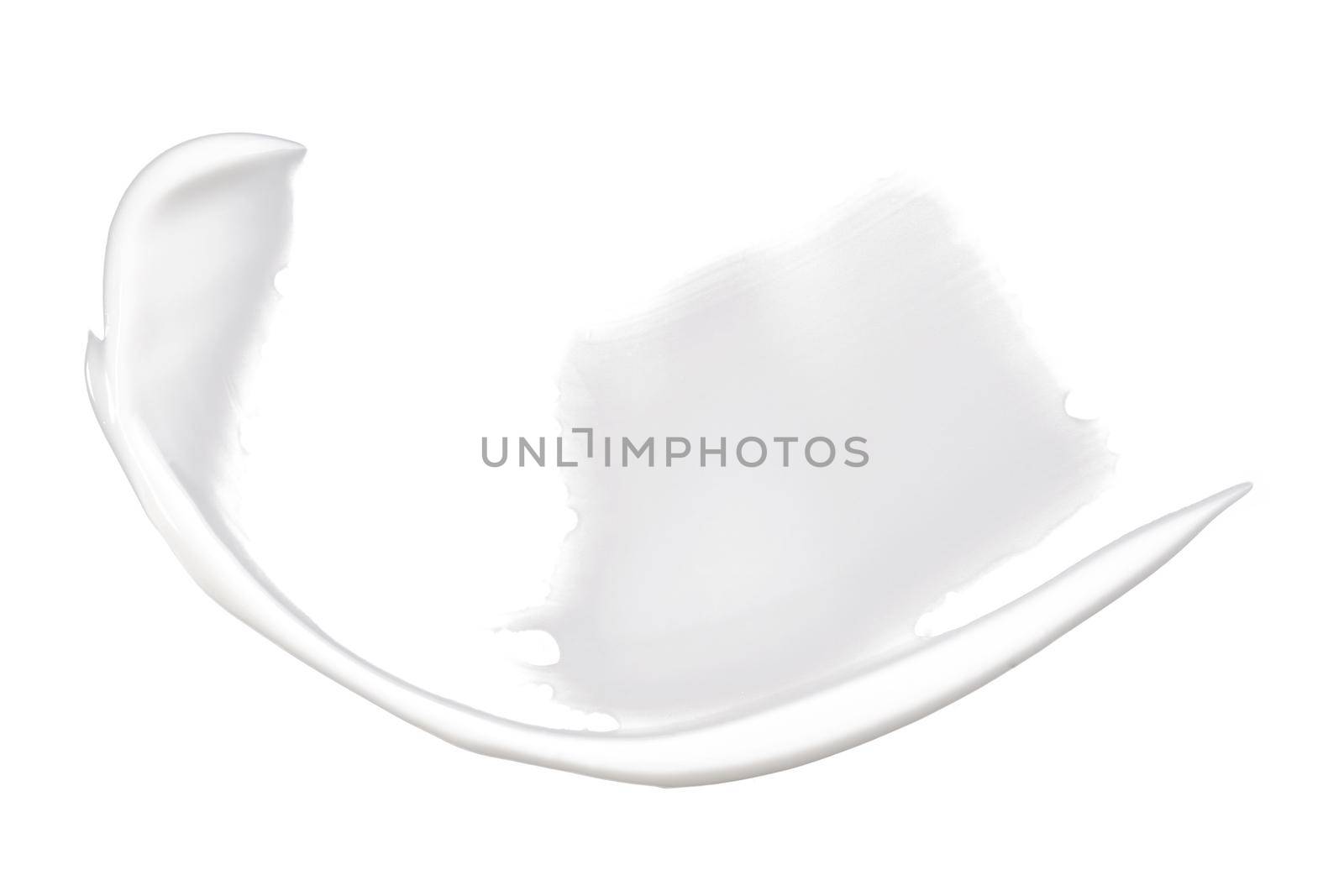 White cream swipe isolated on white. Foundation texture, lotion smudge, moisturizer sample by photolime