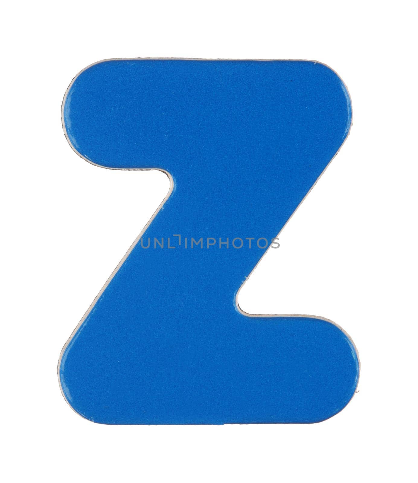 A lower case z magnetic letter on white with clipping path