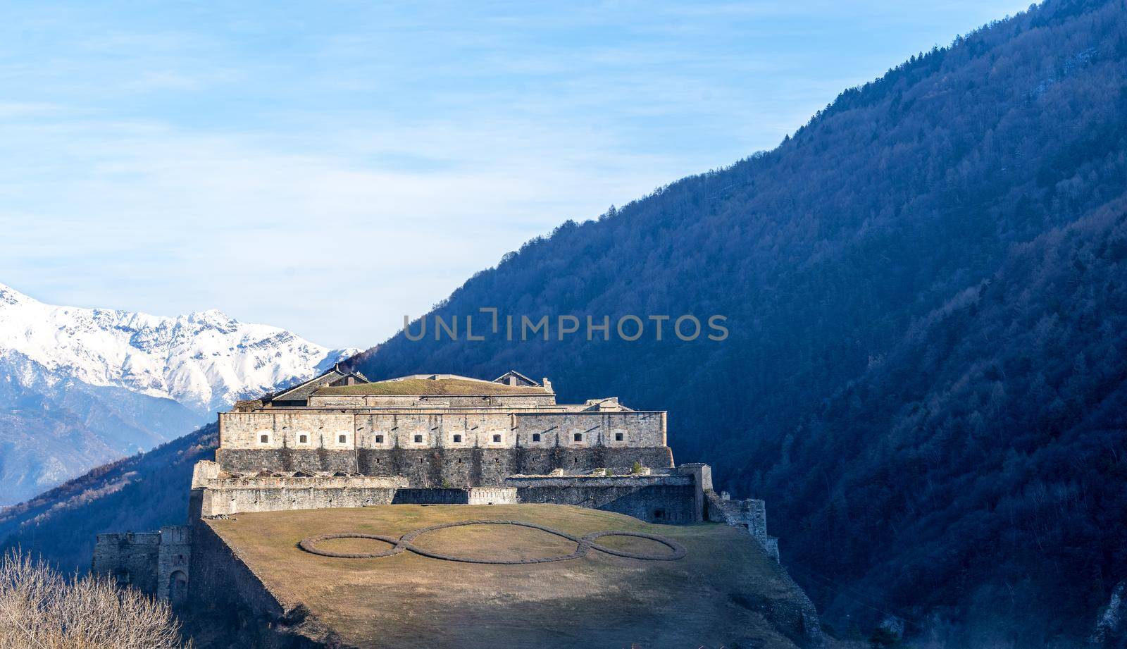 Medieval fortress wall towers view. Medieval fort landmark. by photolime