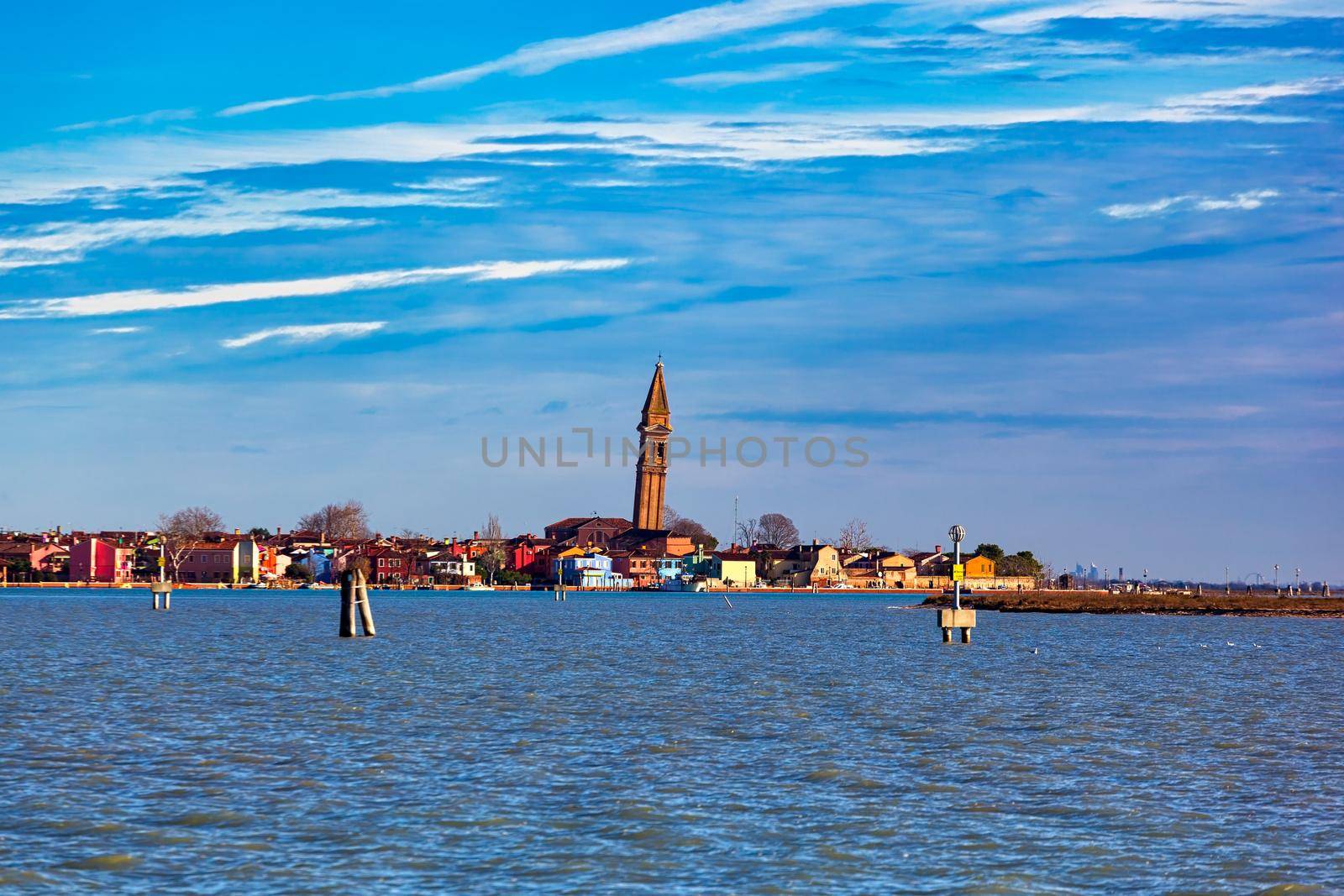 Leaning Bell Tower of the Church of San Martino in Burano Island - Venice Italy by bepsimage