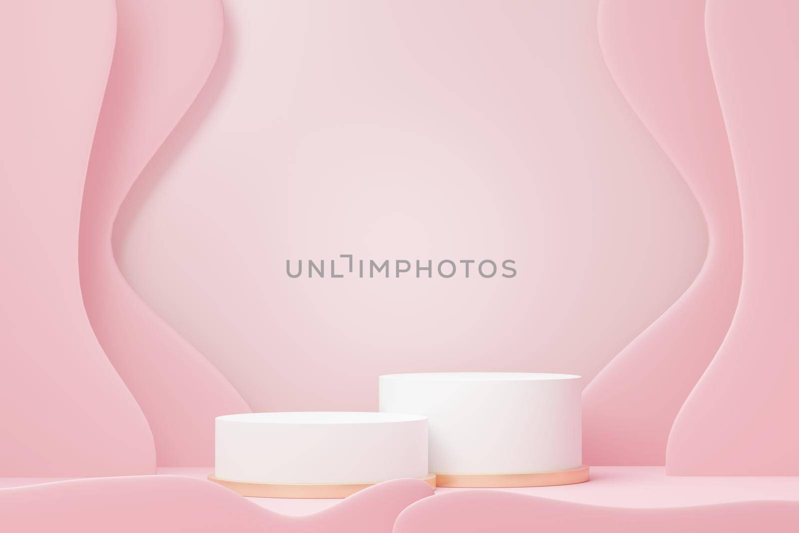 3d render abstract display podium platform for  product presentation and advertising. Minimal scene backdrop with clean design. Vacant pedestal for mock up. Empty stage with pastel color for cosmetic.