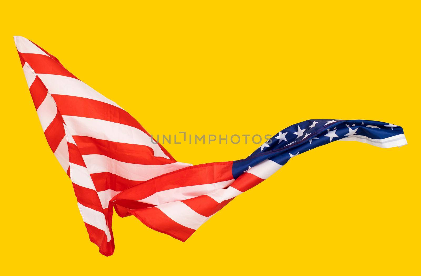 United States flag. yellow background, Template for horizontal banner. by Andelov13