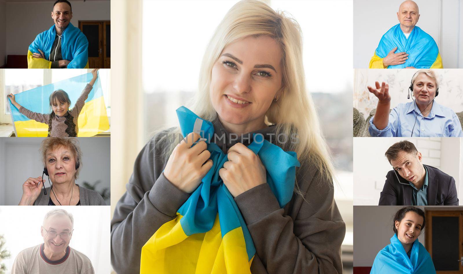flag of ukraine, young woman teacher working with laptop sitting in classroom. Education, school college university by Andelov13
