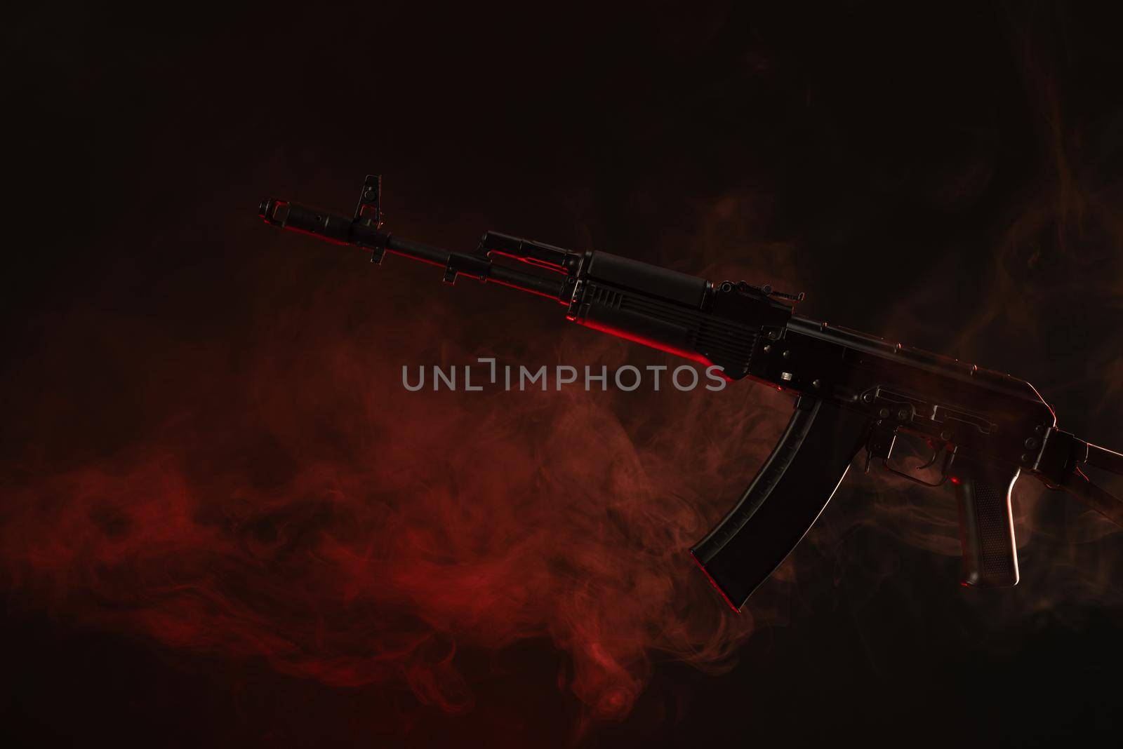 the kalashnikov assault rifle in smoke