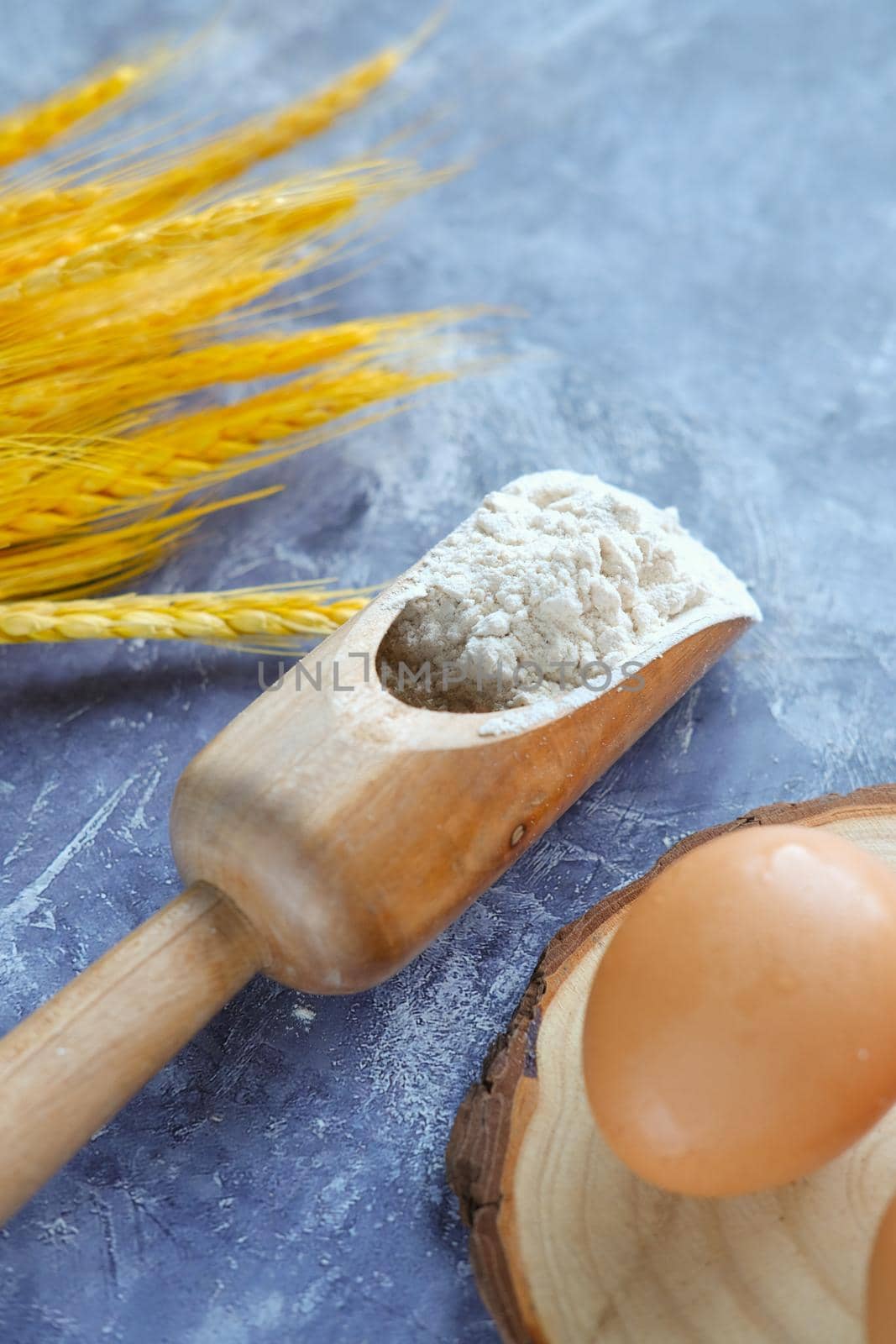 wheat flour in a bowl on table ,