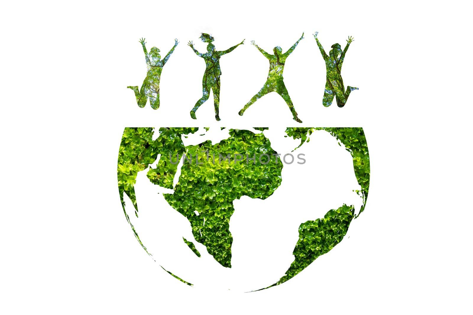 silhouette of a group of people jumping concept of conservation of the earth and the environment by sarayut_thaneerat