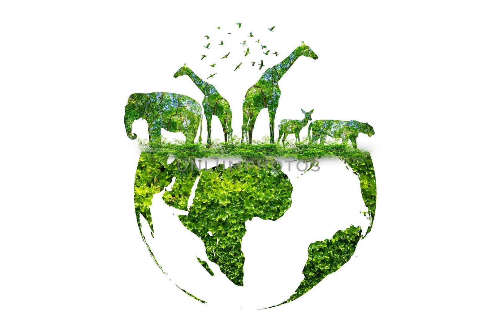 wildlife silhouette on earth wildlife conservation concept by sarayut_thaneerat