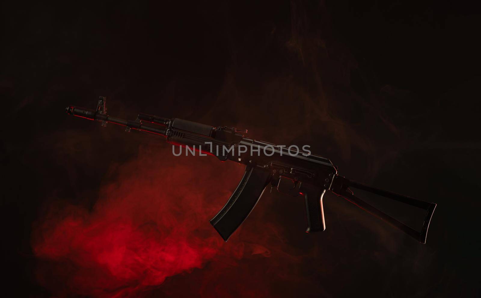 the kalashnikov assault rifle in smoke