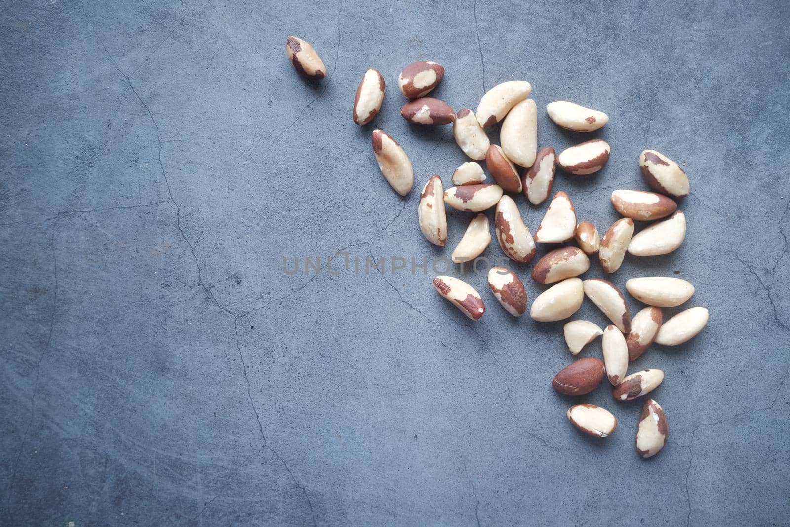 top view of Brazilian nut on a black background .