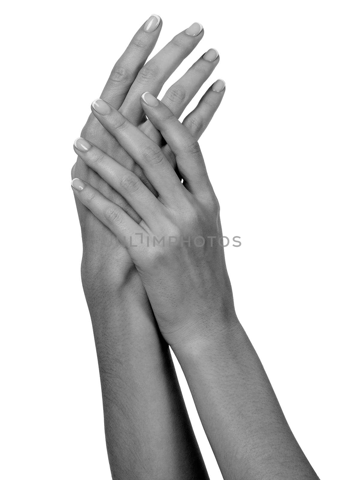 Well-groomed female hands, isolated on white background by Nobilior