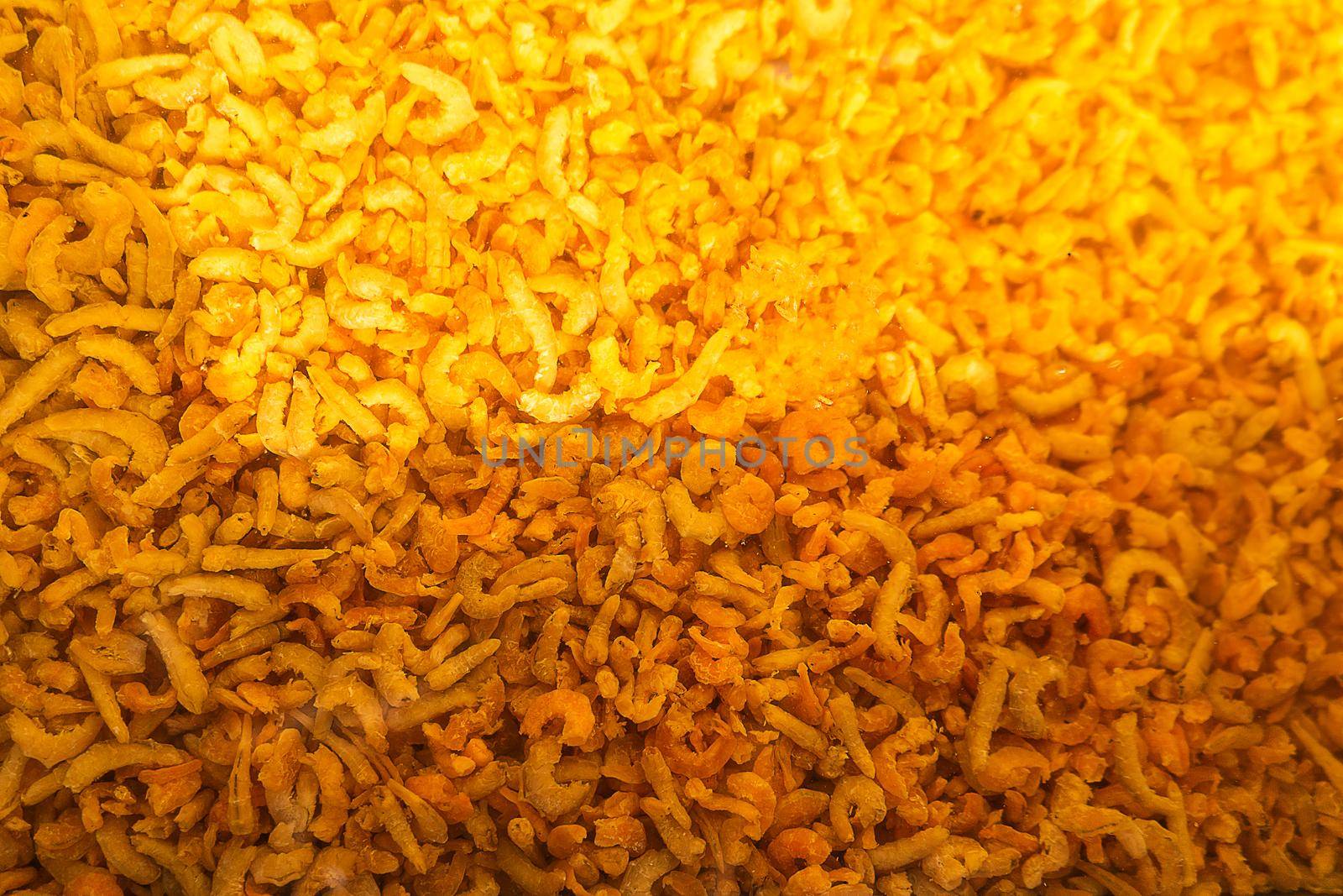 Wallpaper style photo of soaked dried shrimp. Seafood that is used as ingredients for Easter meals in Central and Latin America.