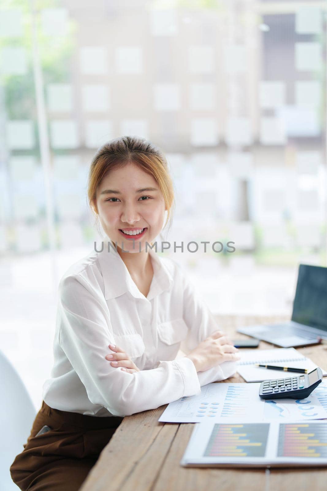 data analysis, plan, marketing, accounting, audit, Portrait of asian business woman planning marketing using statistical data sheet and computer to present marketing plan project at meeting