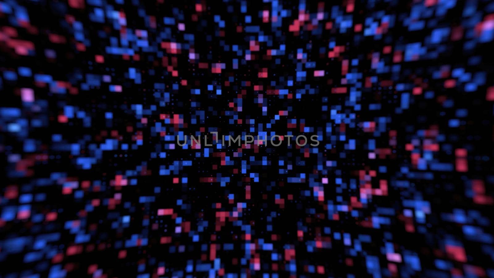 Blue and red block digital background blur at corner