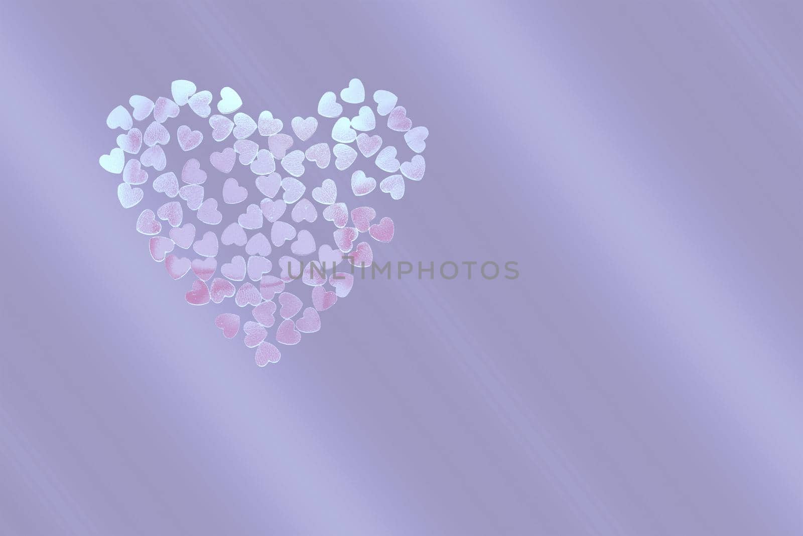 Beautiful confetti heart on a Very Peri background. Invitation template Design for background, greeting cards, poster. Wedding Day