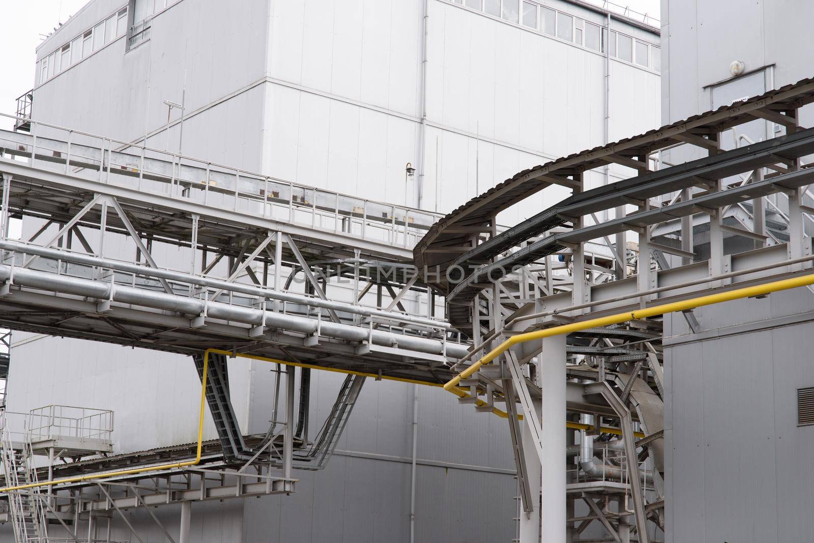 Industrial zone. metal buildings of the sunflower oil plant.