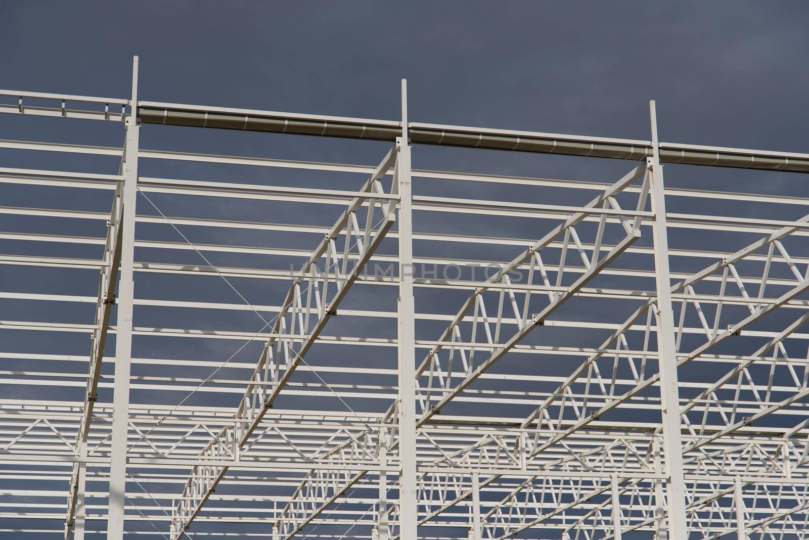 Waerehouse construction site close up. metal frame.