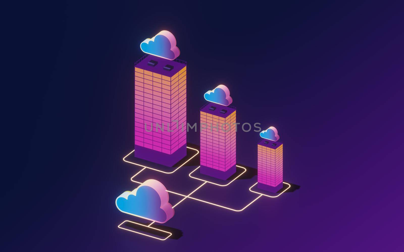 Cloud computing conceptual illustration, 3d rendering. by vinkfan