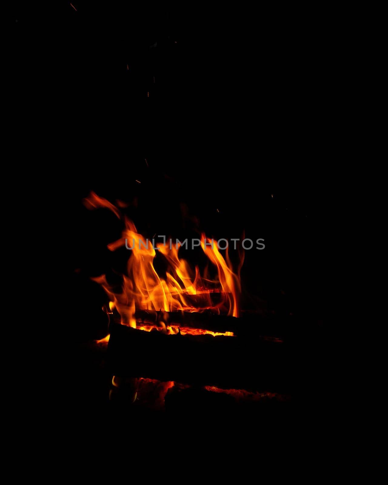 Abstract flame of fire from a campfire on a black background by Andre1ns