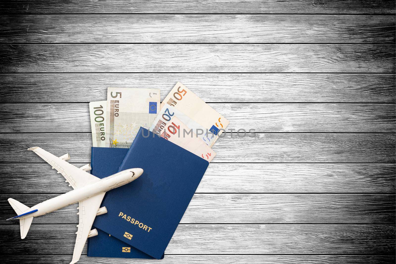 Hat, toy airplane, passport, money by Andelov13