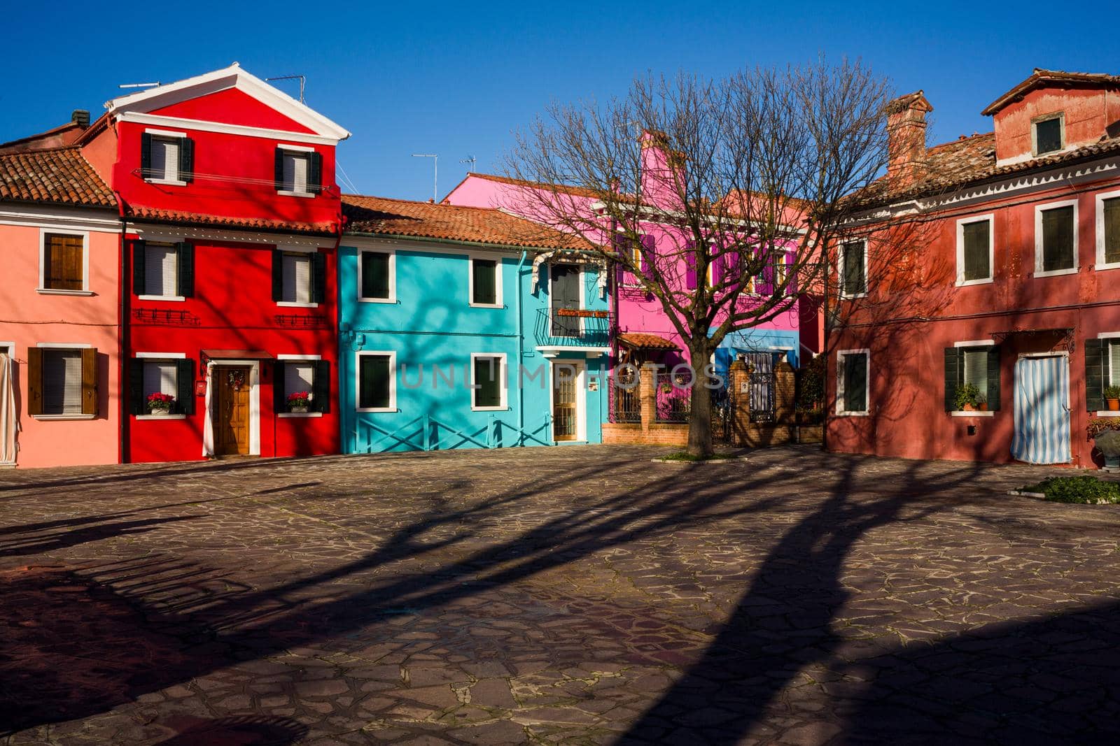 View of the Colorful houses of Burano island, Venice. italy