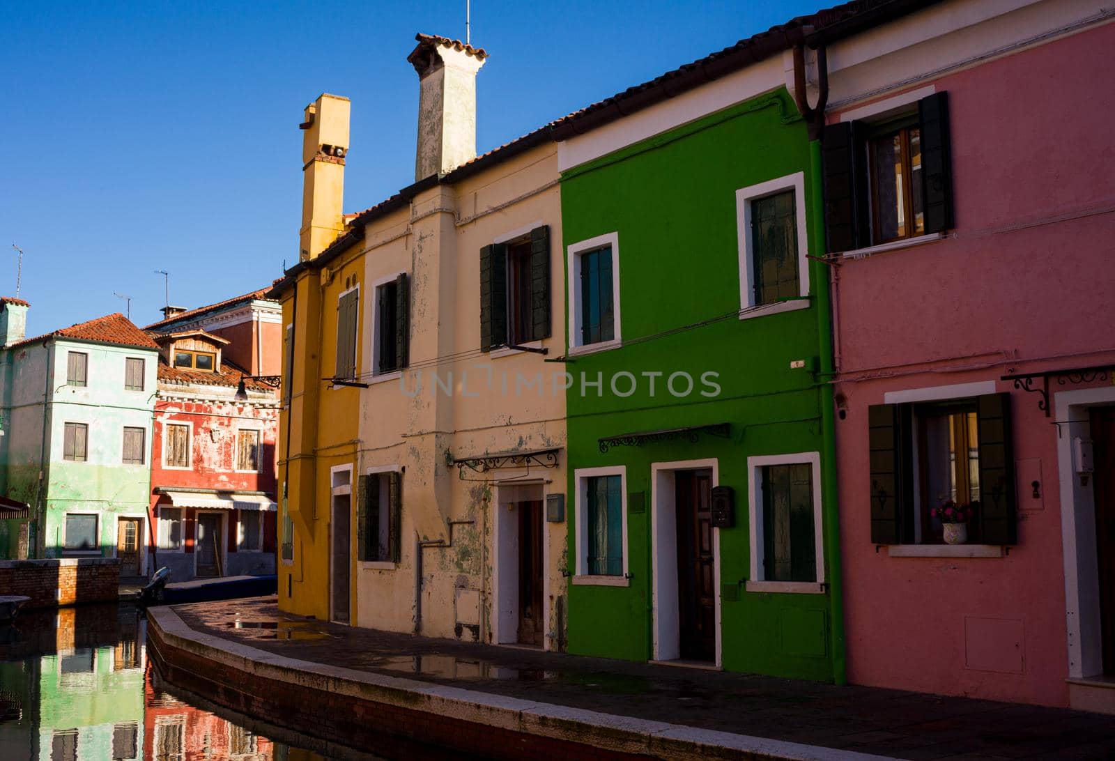 View of the Colorful houses of Burano island, Venice. italy