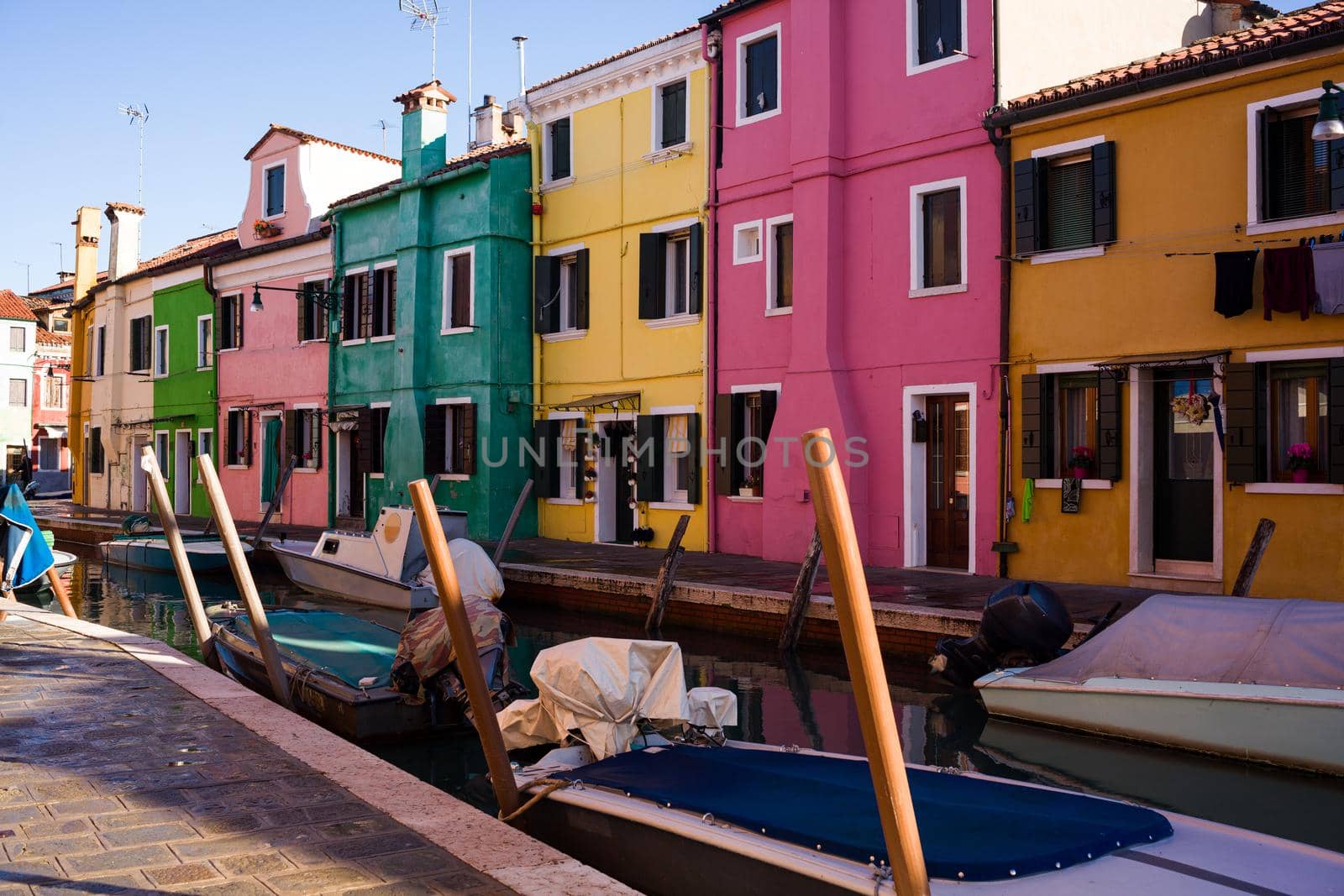 View of the Colorful houses of Burano island, Venice. italy