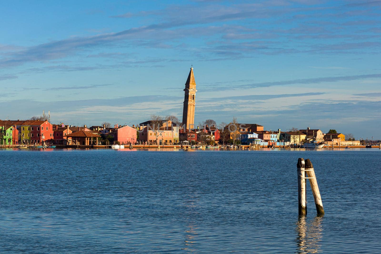 Leaning Bell Tower of the Church of San Martino in Burano Island - Venice Italy by bepsimage