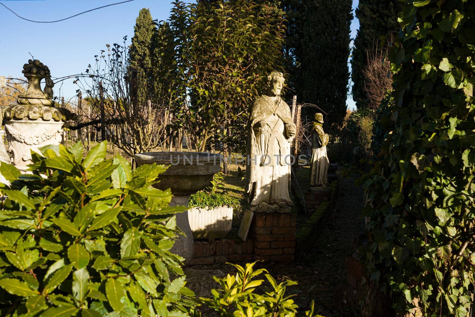 View of Stone sculptures in Torcello island, Italy