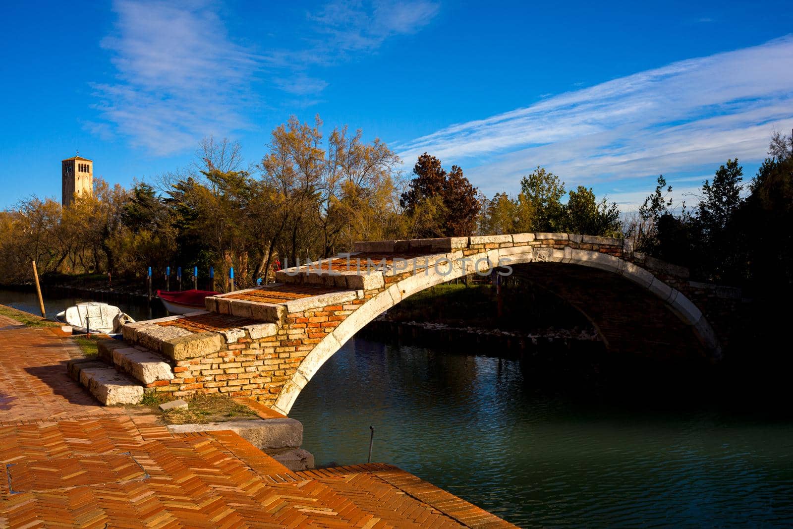 View of the Devil's Bridge in the island of Torcello, Venice. Italy