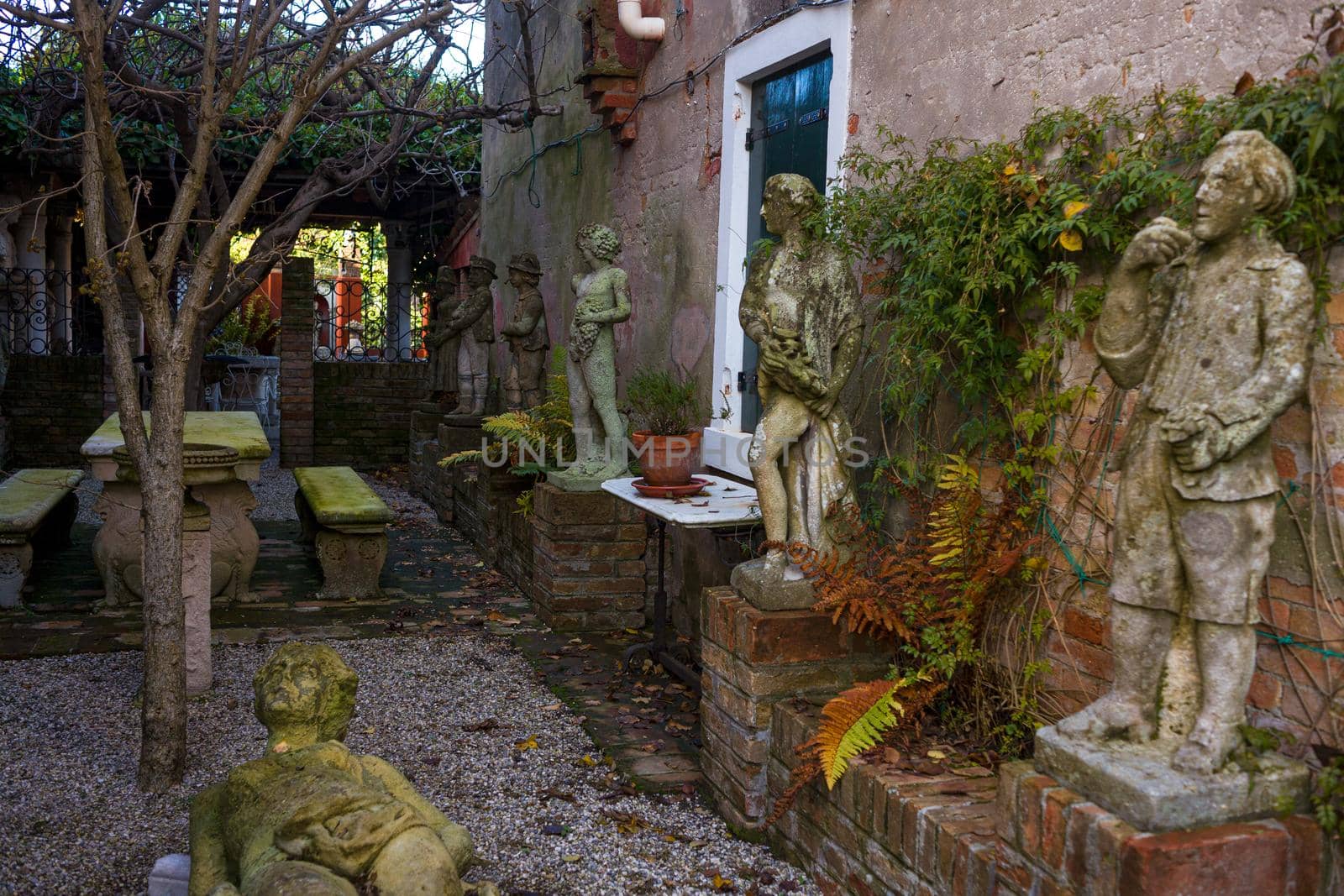 View of Stone sculptures in Torcello island, Italy