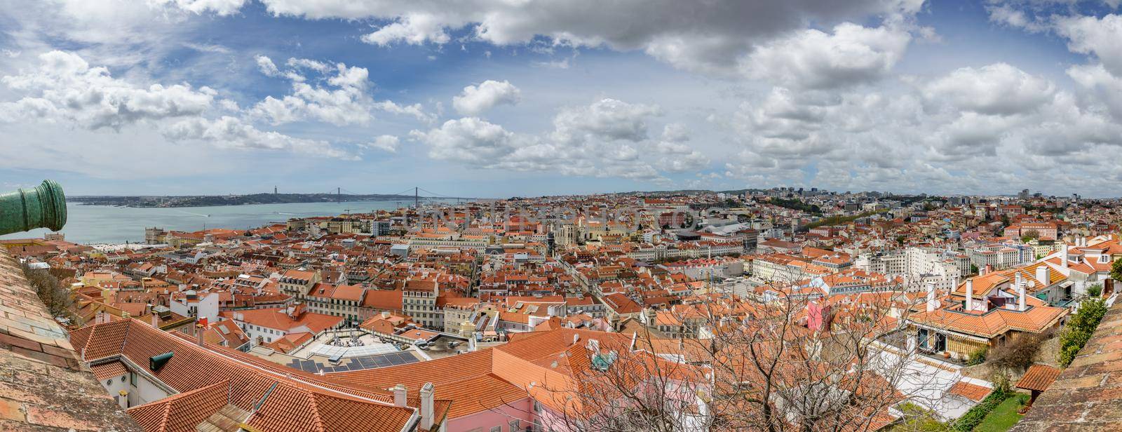 Panoramic view of Lisbon downtown from Castelo Sao Jorge