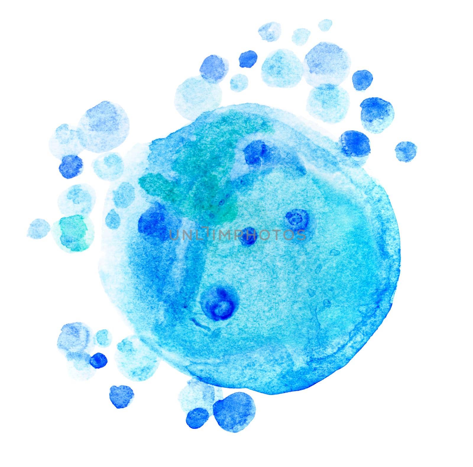 Abstract watercolor gradient blue drops background