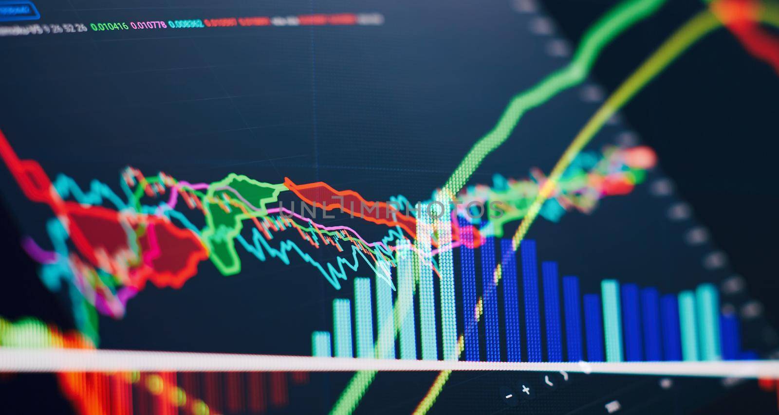 forex trading graph and candlestick chart suitable for financial investment concept. Economy trends background for business idea and all art work design. Abstract finance background.