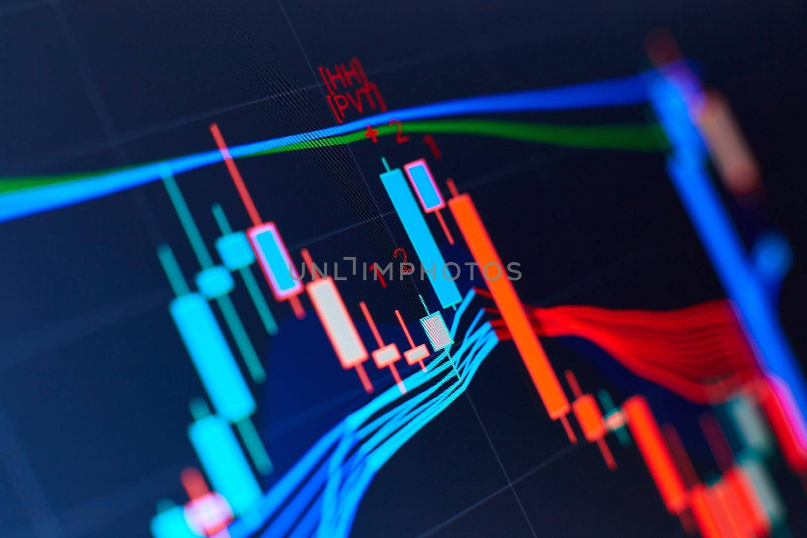 Concept of stock market and fintech.Abstract financial trading graphs on monitor. by Maximusnd