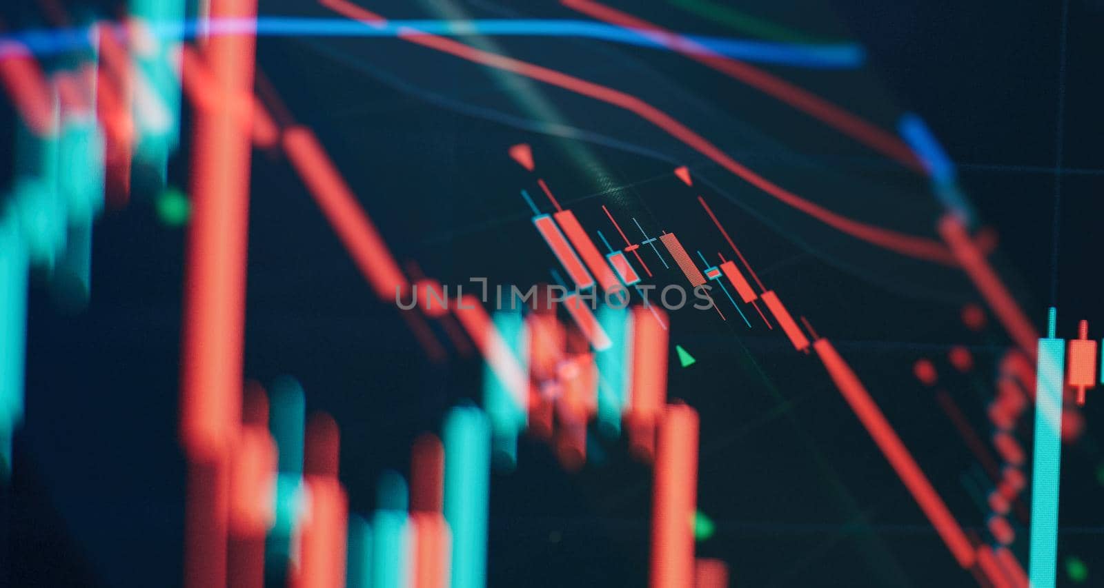 Business graph and stock financial indicator. Stock or business market analysis concept.