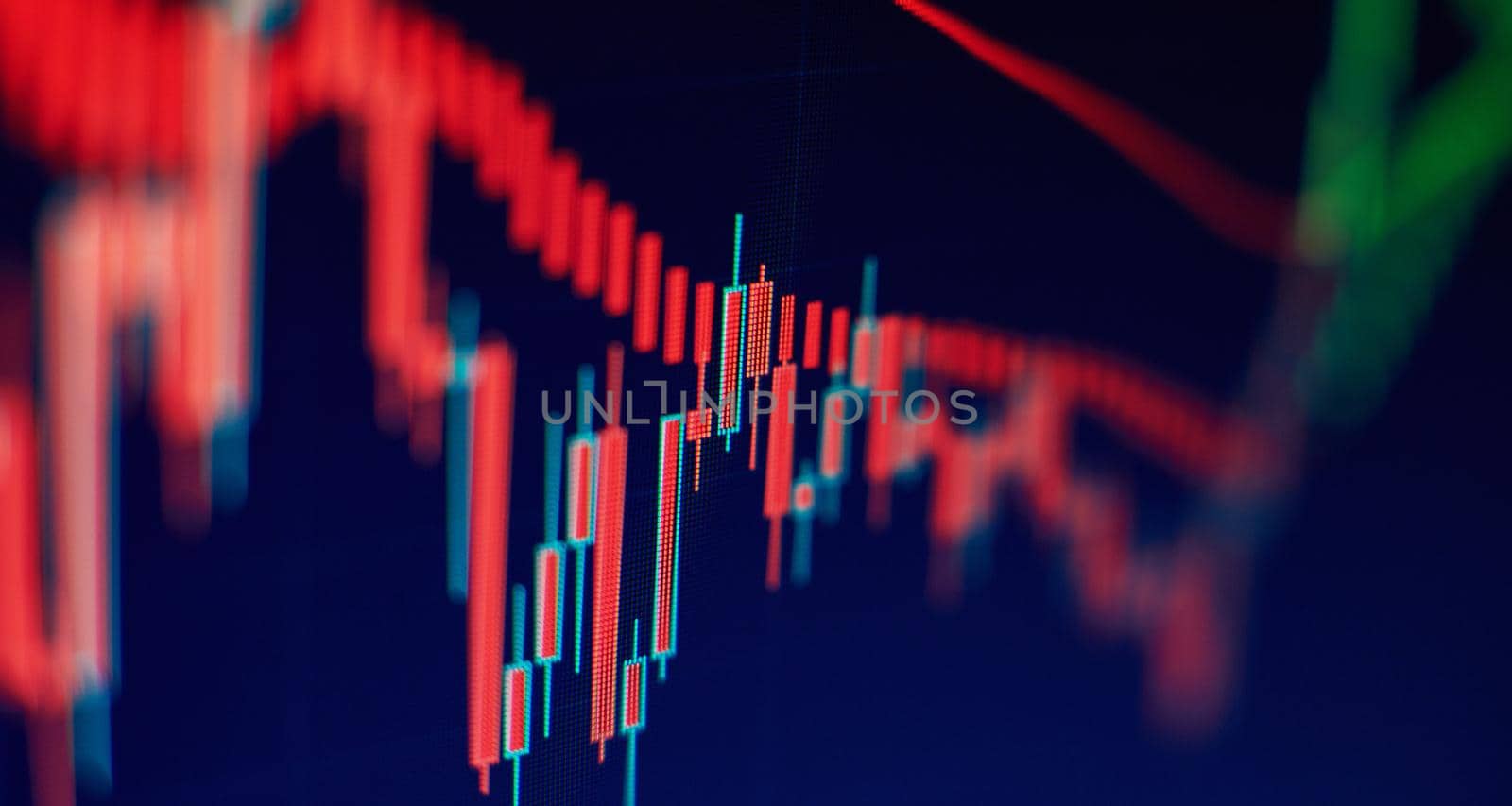 Market Analyze. Bar graphs, Diagrams, financial figures. Abstract glowing forex chart interface wallpaper. Investment, trade, stock, finance