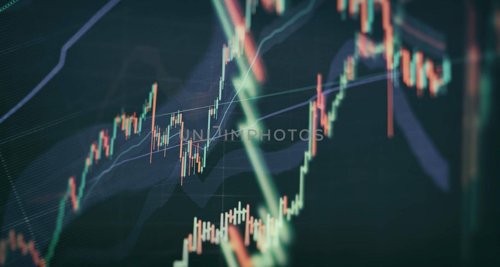 Abstract finance background. Stock market graph on led screen. Finance and investment concept. by Maximusnd