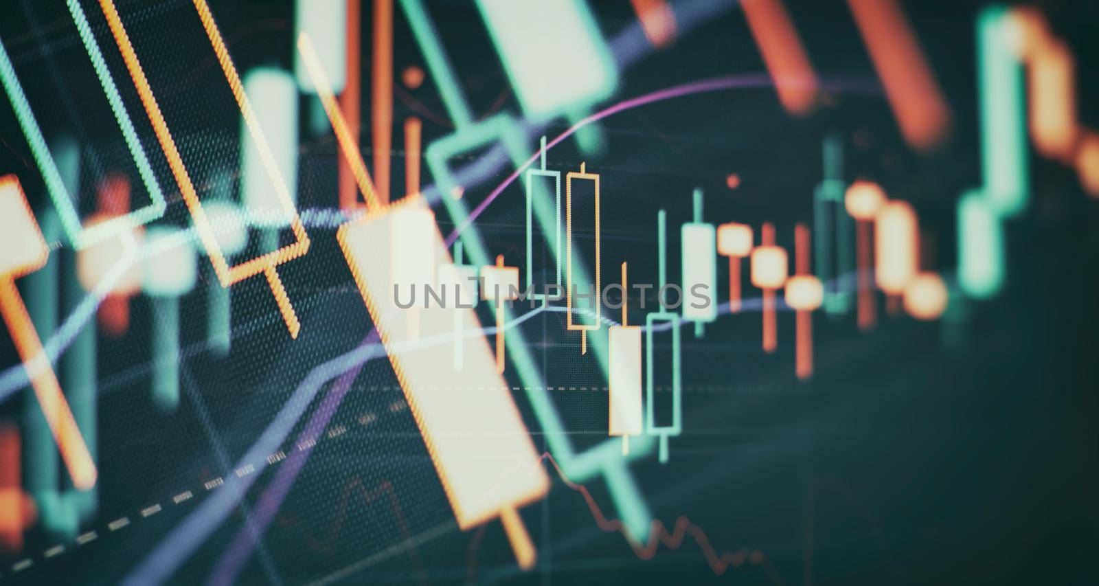 Analysis for professional technical analysis on the monitor of a computer. Fundamental and technical analysis concept. by Maximusnd