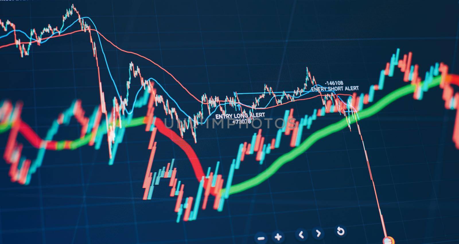 forex trading graph and candlestick chart suitable for financial investment concept. Economy trends background for business idea and all art work design. Abstract finance background.