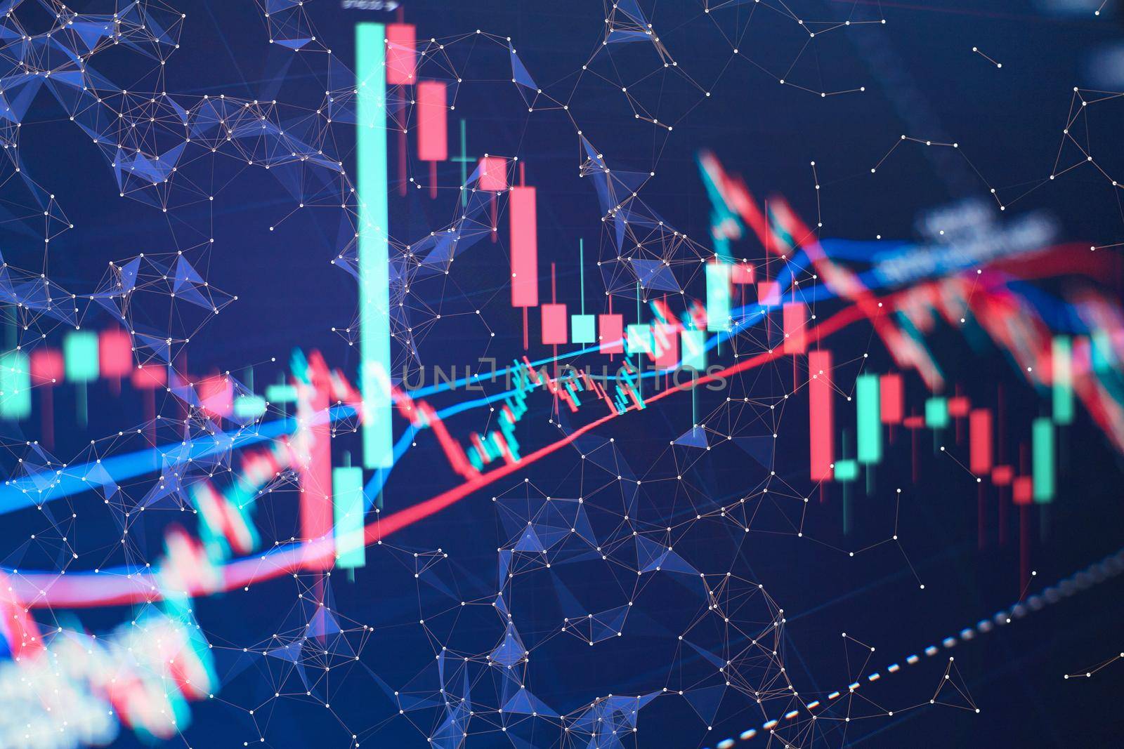 Financial statistics, stock exchange prices summarized in candle stick chart.