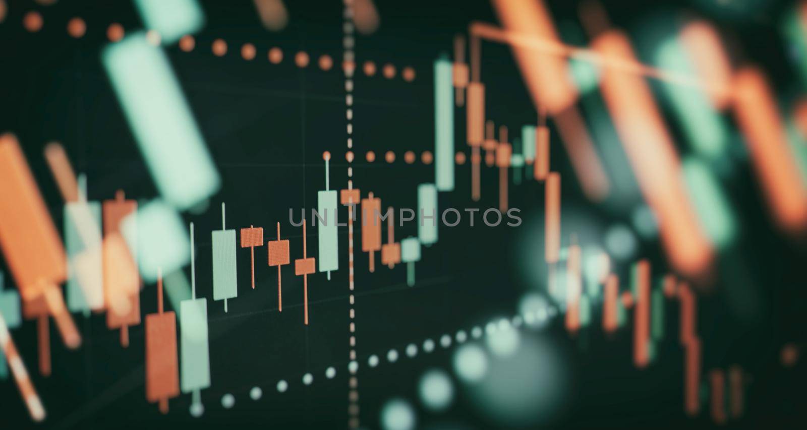 The Forex graph chart on the digital screen.Sustainable portfolio management, long term wealth management with risk diversification concept.