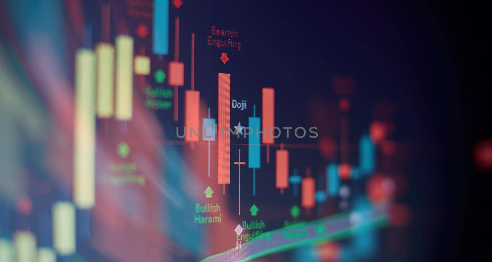 Abstract glowing forex chart interface wallpaper. Investment, trade, stock