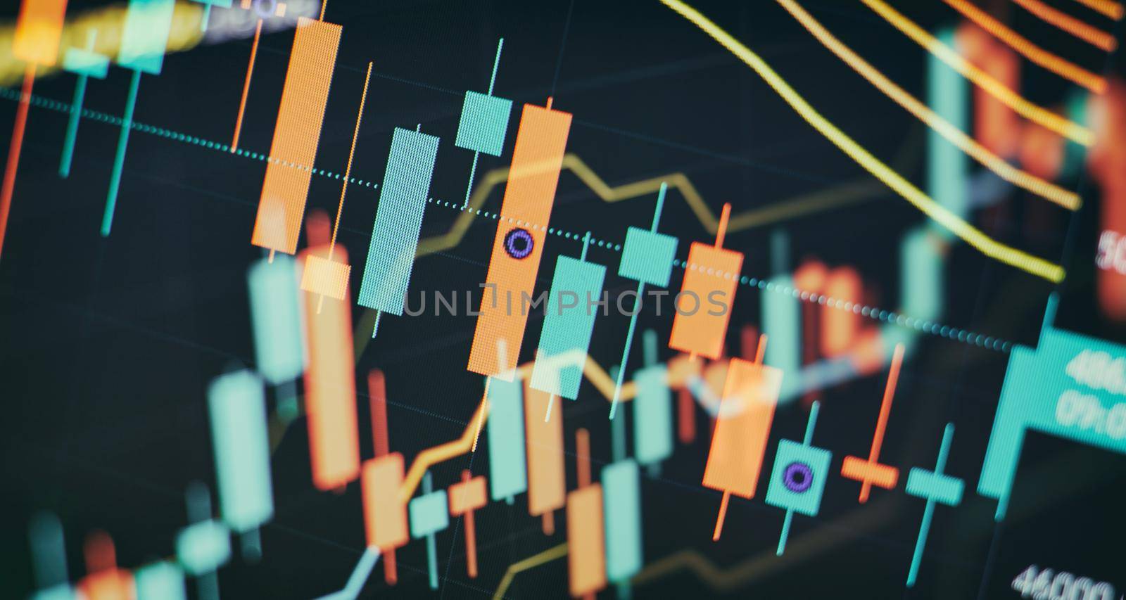 forex trading graph and candlestick chart suitable for financial investment concept. Economy trends background for business idea and all art work design. Abstract finance background. by Maximusnd